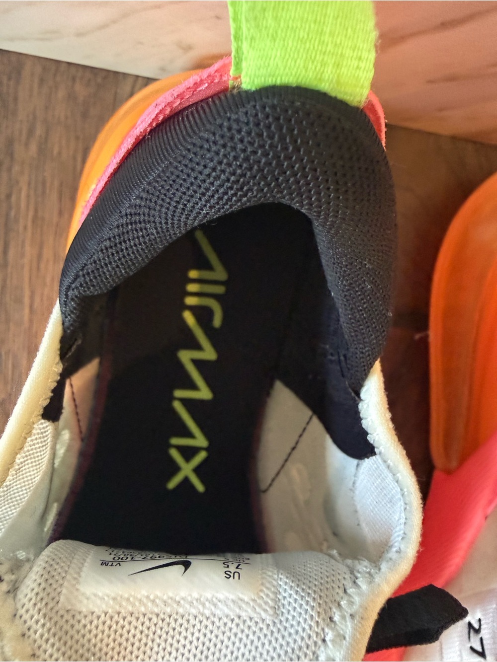 Nike Air Max 270 Women’s Athletic Shoes White Black Pink Neon Yellow Orange - Picture 5 of 8